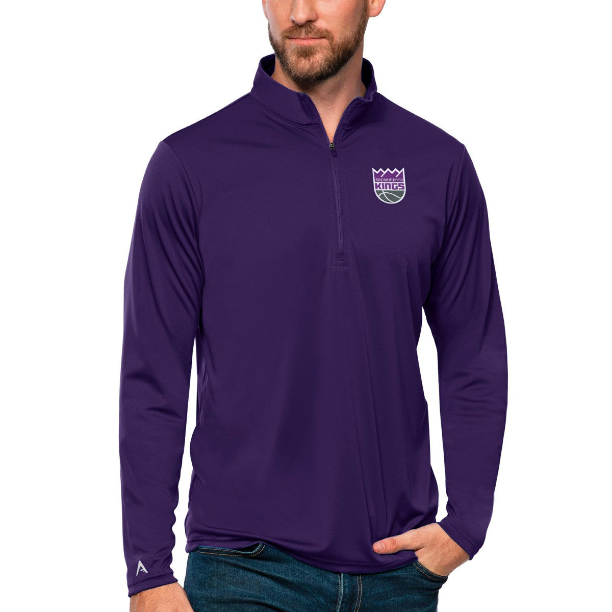 Purple Sacramento Kings Antigua Tribute Quarter-Zip Pullover Top | NBA