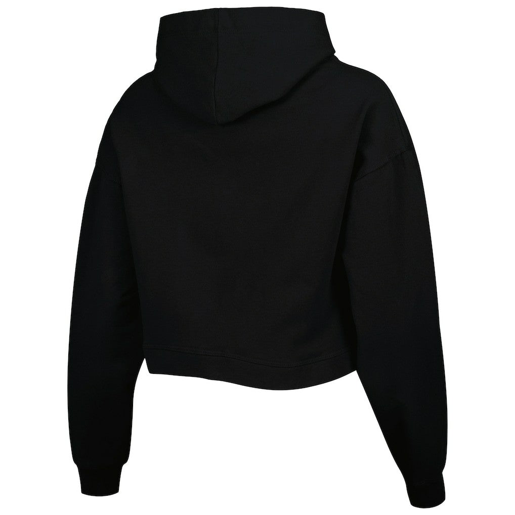 Black Brooklyn Nets Lusso Women's Layla World Tour Cropped Pullover Hoodie | NBA