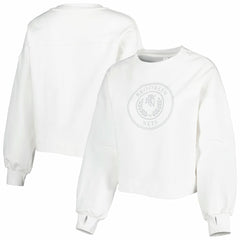 White Brooklyn Nets Lusso Women's Lola Ball and Chain Pullover Sweatshirt | NBA