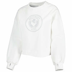 White Brooklyn Nets Lusso Women's Lola Ball and Chain Pullover Sweatshirt | NBA