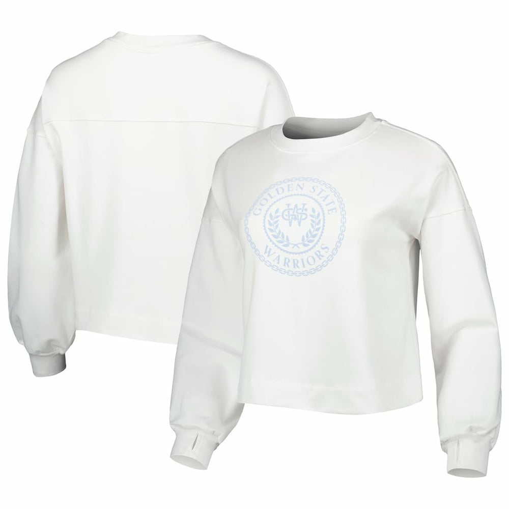 White Golden State Warriors Lusso Women's Lola Ball and Chain Pullover Sweatshirt sale | NBA