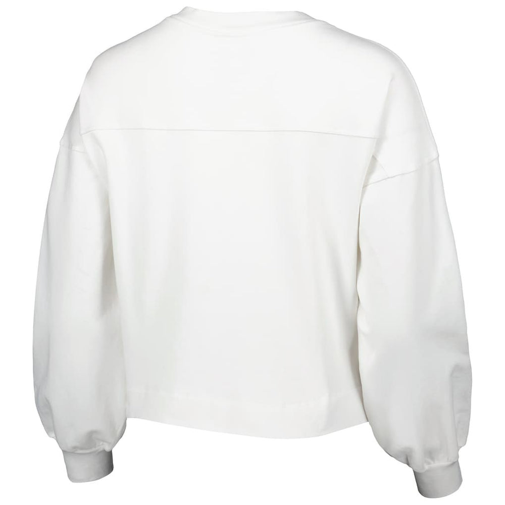 White Golden State Warriors Lusso Women's Lola Ball and Chain Pullover Sweatshirt sale | NBA
