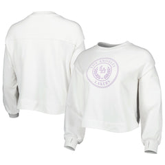 White Los Angeles Lakers Lusso Women's Lola Ball and Chain Pullover Sweatshirt | NBA