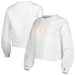 White Phoenix Suns Lusso Women's Lola Ball and Chain Pullover Sweatshirt | NBA