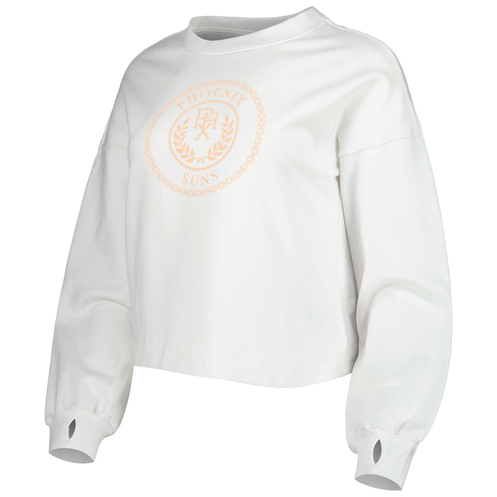 White Phoenix Suns Lusso Women's Lola Ball and Chain Pullover Sweatshirt | NBA