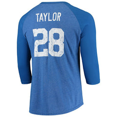 Indianapolis Colts Jonathan Taylor  Majestic Threads Name & Number Team Colorway Tri-Blend 3/4 Raglan Sleeve Player T-Shirt | NFL Online