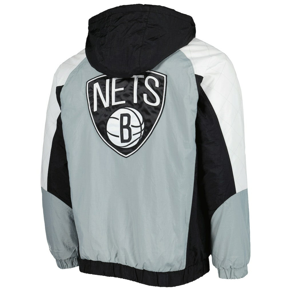 Black Brooklyn Nets Starter Body Check Raglan Hoodie Half-Zip Jacket | NBA