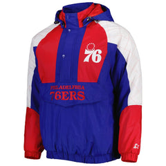Royal Philadelphia 76ers Starter Body Check Raglan Hoodie Half-Zip Jacket | NBA