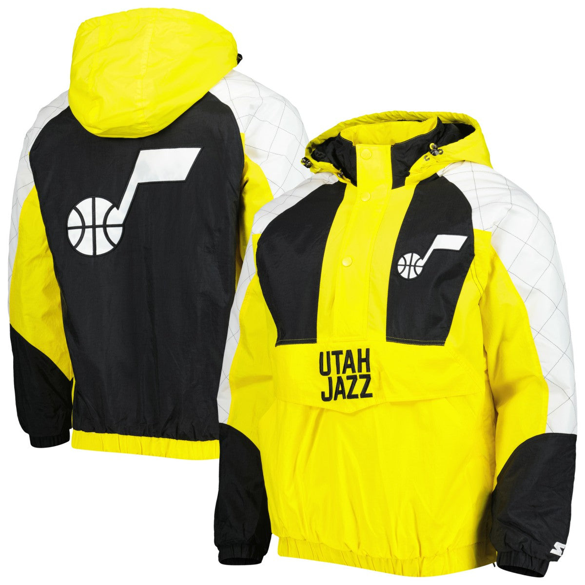 Gold Utah Jazz Starter Body Check Raglan Hoodie Half-Zip Jacket | NBA