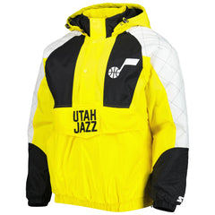Gold Utah Jazz Starter Body Check Raglan Hoodie Half-Zip Jacket | NBA