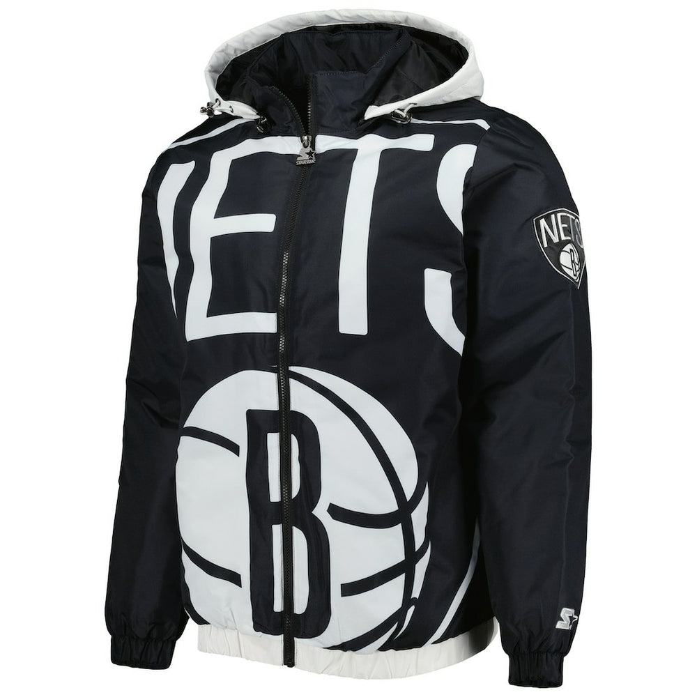 Black Brooklyn Nets Starter The Triple Double Full-Zip Hoodie Jacket | NBA