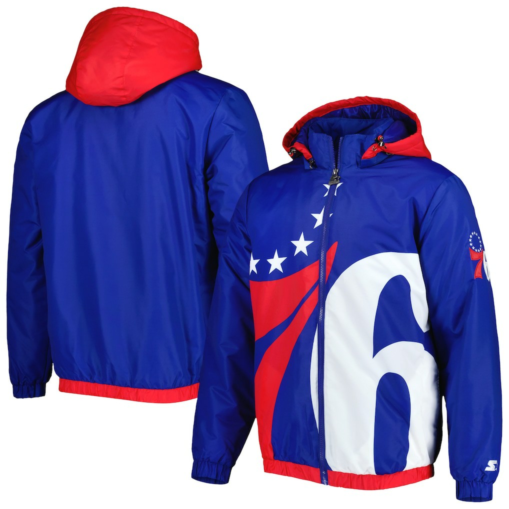 Royal Philadelphia 76ers Starter The Triple Double Full-Zip Hoodie Jacket | NBA