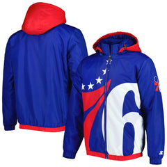 Royal Philadelphia 76ers Starter The Triple Double Full-Zip Hoodie Jacket | NBA