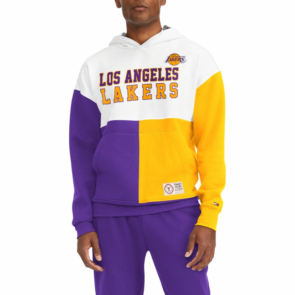 White/Purple Los Angeles Lakers Tommy Jeans Andrew Split Pullover Hoodie | NBA