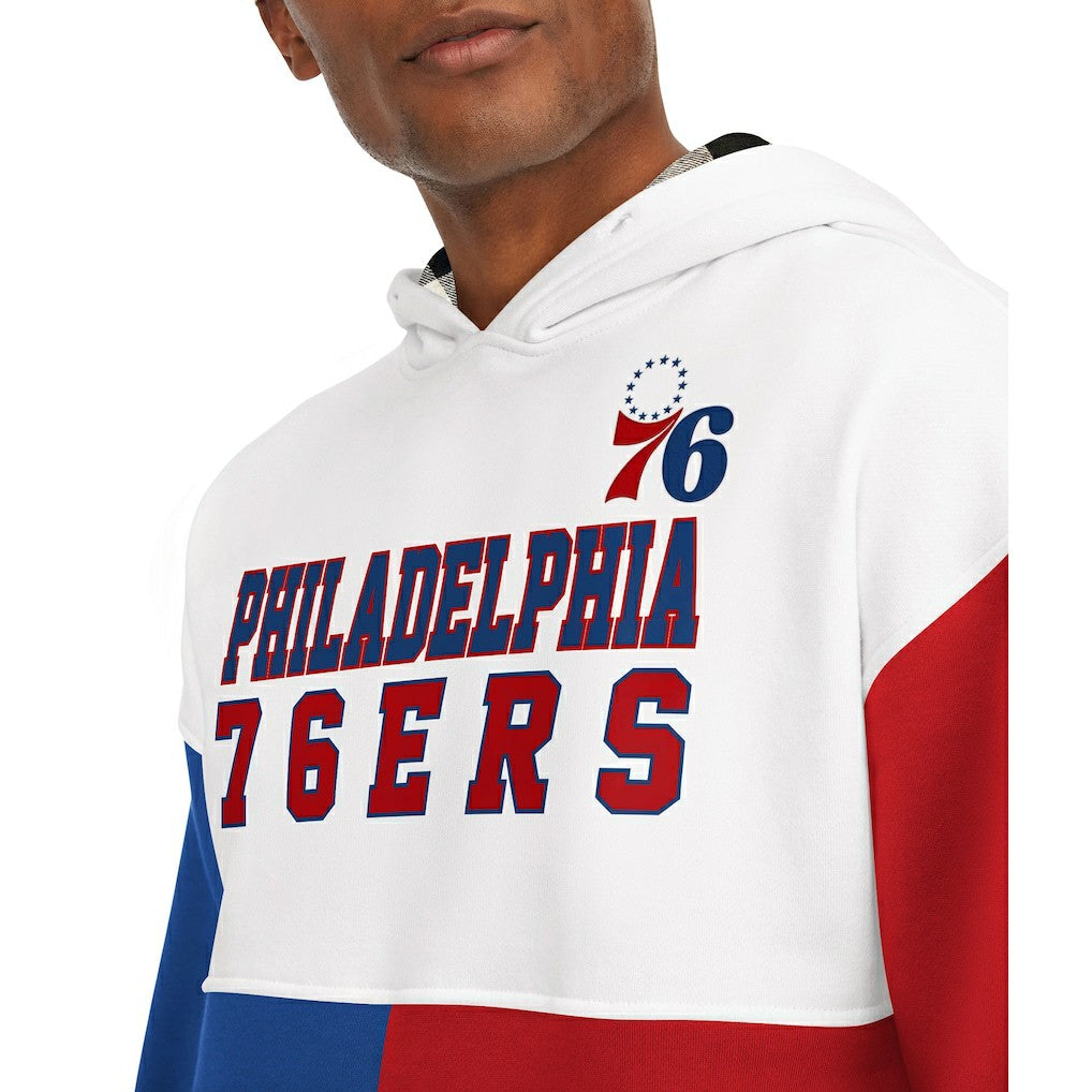 White/Red Philadelphia 76ers Tommy Jeans Andrew Split Pullover Hoodie | NBA