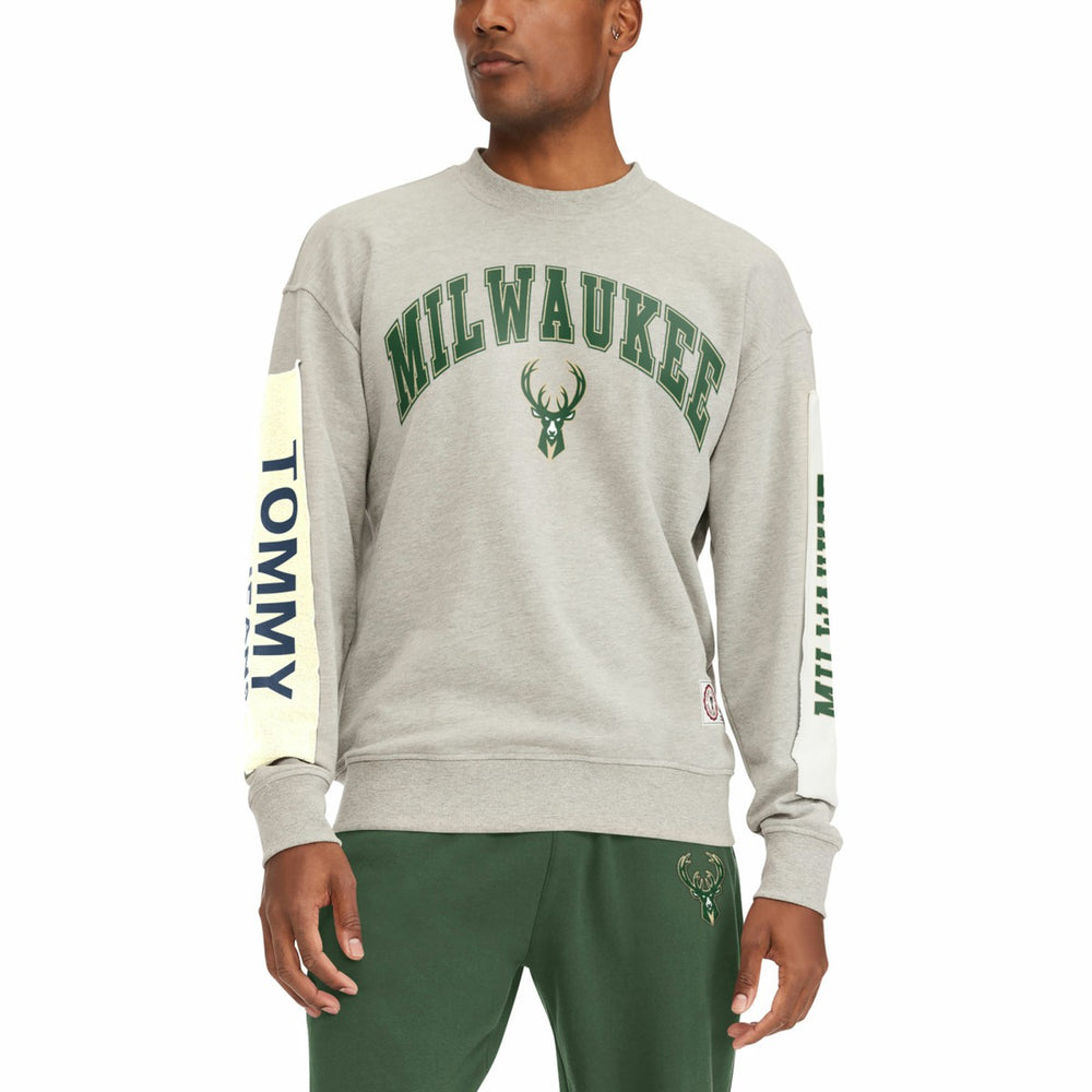Gray Milwaukee Bucks Tommy Jeans James Patch Pullover Sweatshirt | NBA