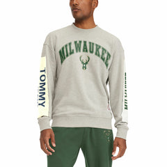 Gray Milwaukee Bucks Tommy Jeans James Patch Pullover Sweatshirt | NBA