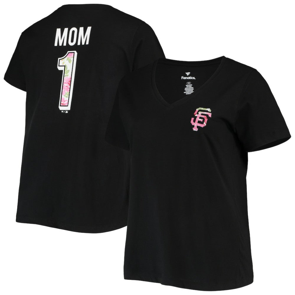 San Francisco Giants Women's Plus Size #1 Mom 2-Hit V-Neck T-Shirt - MLB T-shirts