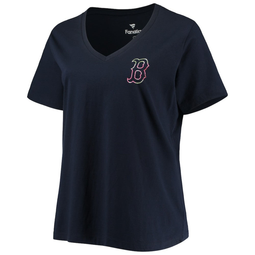 Boston Red Sox Women's Plus Size #1 Mom 2-Hit V-Neck T-Shirt - MLB T-shirts