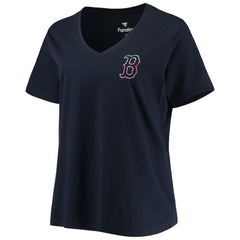Boston Red Sox Women's Plus Size #1 Mom 2-Hit V-Neck T-Shirt - MLB T-shirts