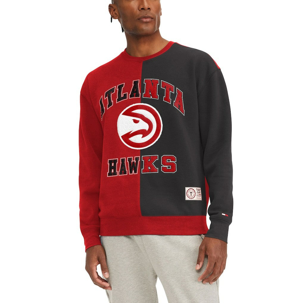 Red/Black Atlanta Hawks Tommy Jeans Keith Split Pullover Sweatshirt | NBA