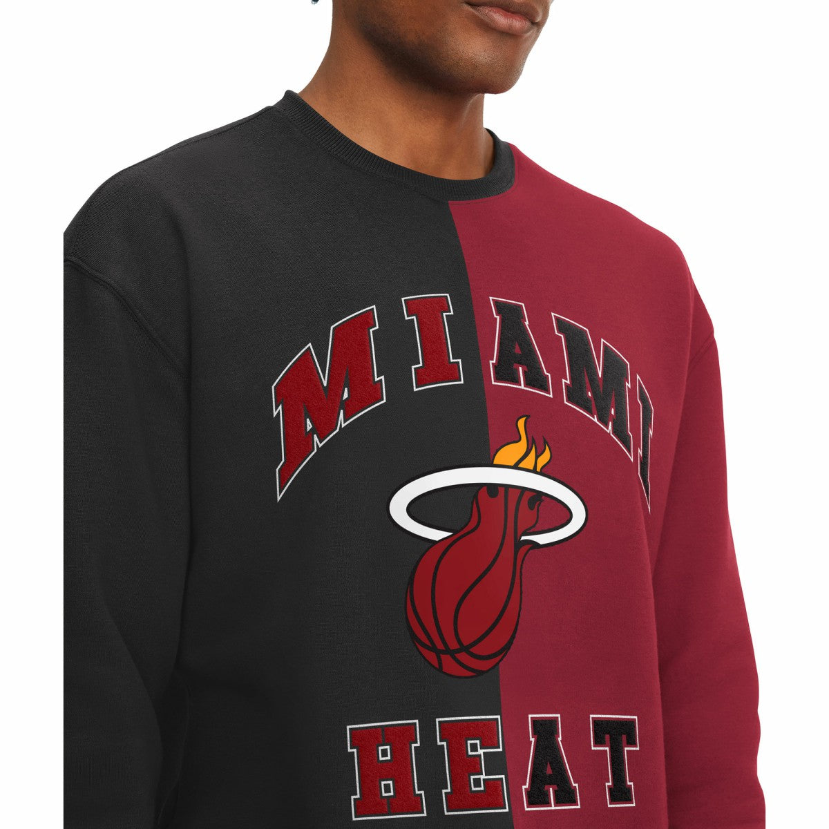 Black/Red Miami Heat Tommy Jeans Keith Split Pullover Sweatshirt | NBA