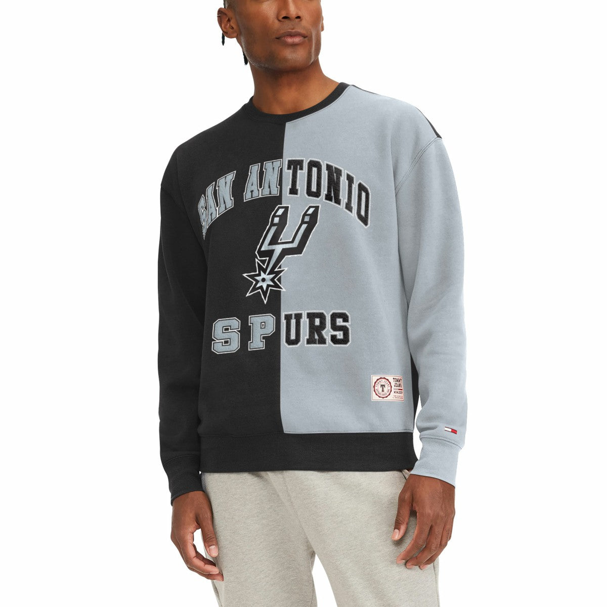 Black/Gray San Antonio Spurs Tommy Jeans Keith Split Pullover Sweatshirt | NBA