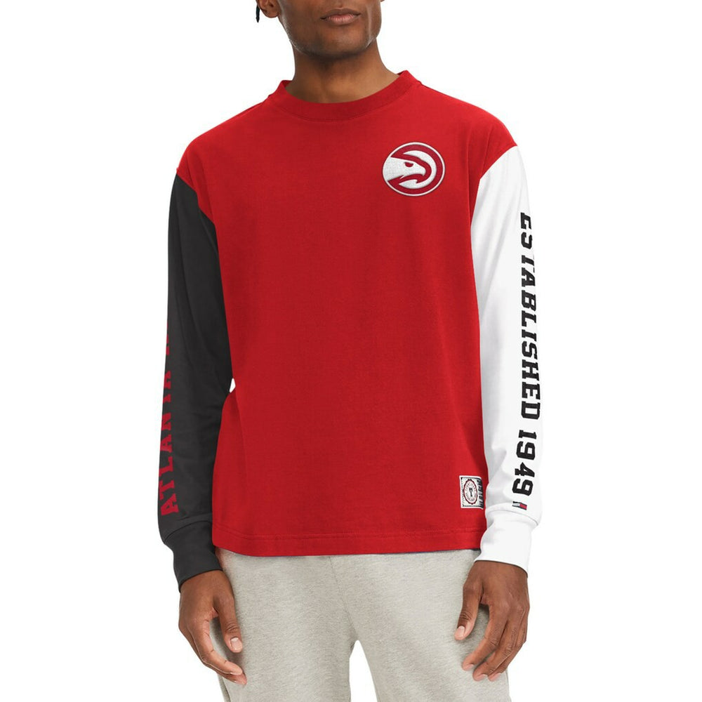 Red Atlanta Hawks Tommy Jeans Richie Color Block Long Sleeve T-Shirt | NBA