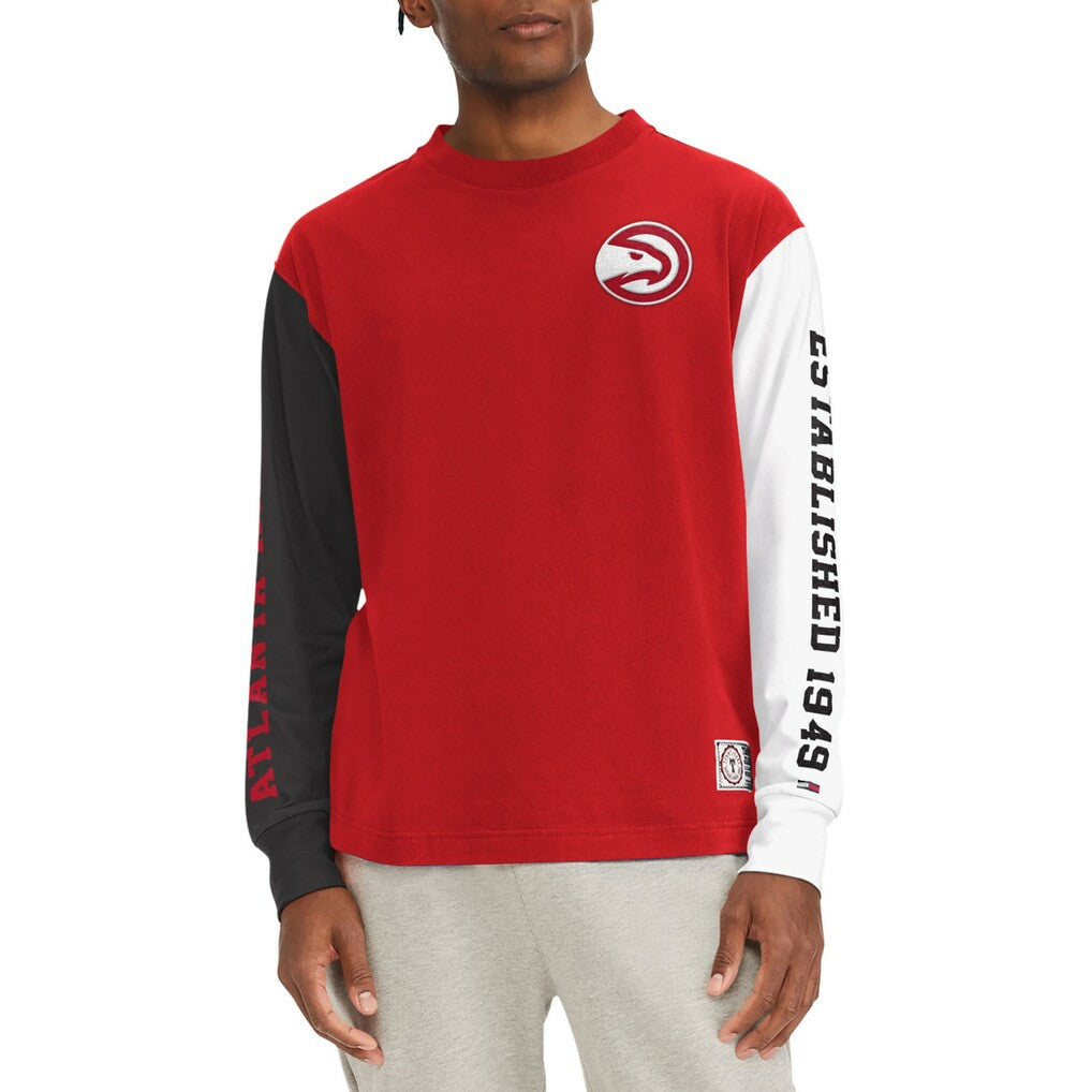Red Atlanta Hawks Tommy Jeans Richie Color Block Long Sleeve T-Shirt | NBA