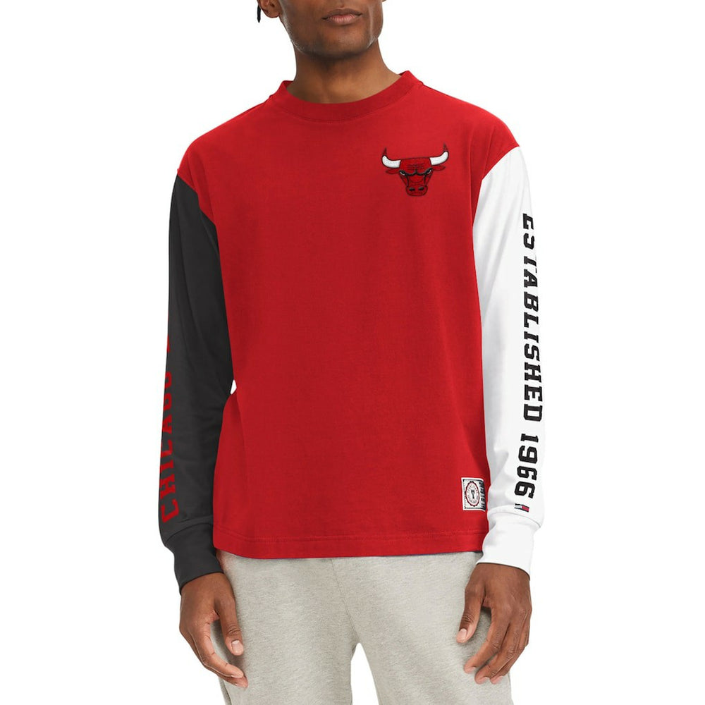 Red Chicago Bulls Tommy Jeans Richie Color Block Long Sleeve T-Shirt sale | NBA