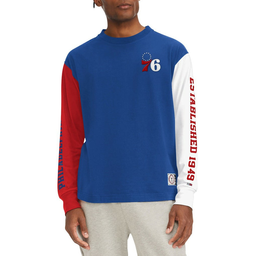 Royal Philadelphia 76ers Tommy Jeans Richie Color Block Long Sleeve T-Shirt | NBA