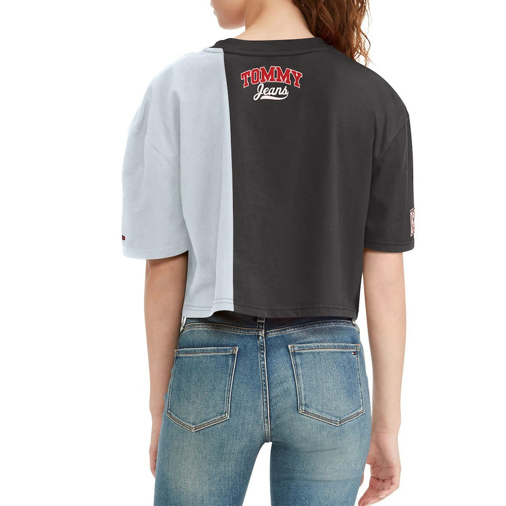 Black/White Brooklyn Nets Tommy Jeans Women's Betsy Relaxed Crop T-Shirt | NBA