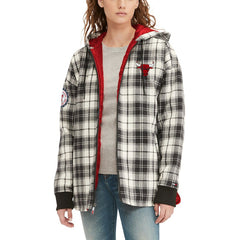Black/Cream Chicago Bulls Tommy Jeans Women's Molly Flannel Full-Zip Hoodie | NBA