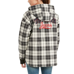 Black/Cream Brooklyn Nets Tommy Jeans Women's Molly Flannel Full-Zip Hoodie | NBA