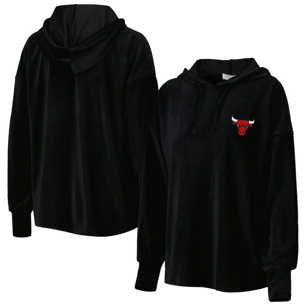 Black Chicago Bulls Touch Women's End Line Velour Pullover Hoodie sale | NBA