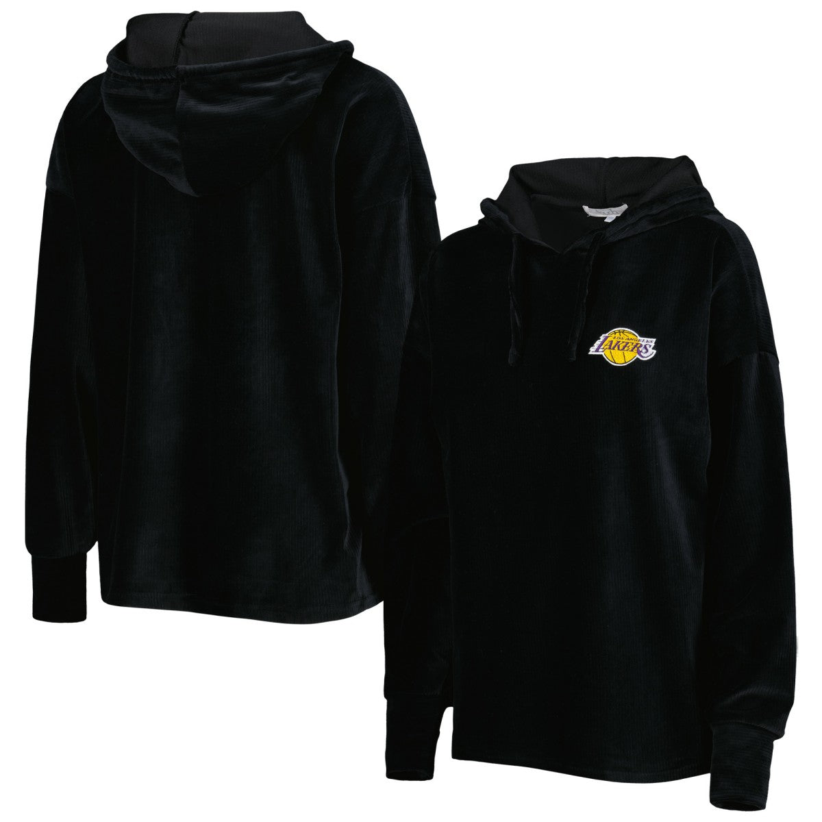 Black Los Angeles Lakers Touch Women's End Line Velour Pullover Hoodie | NBA