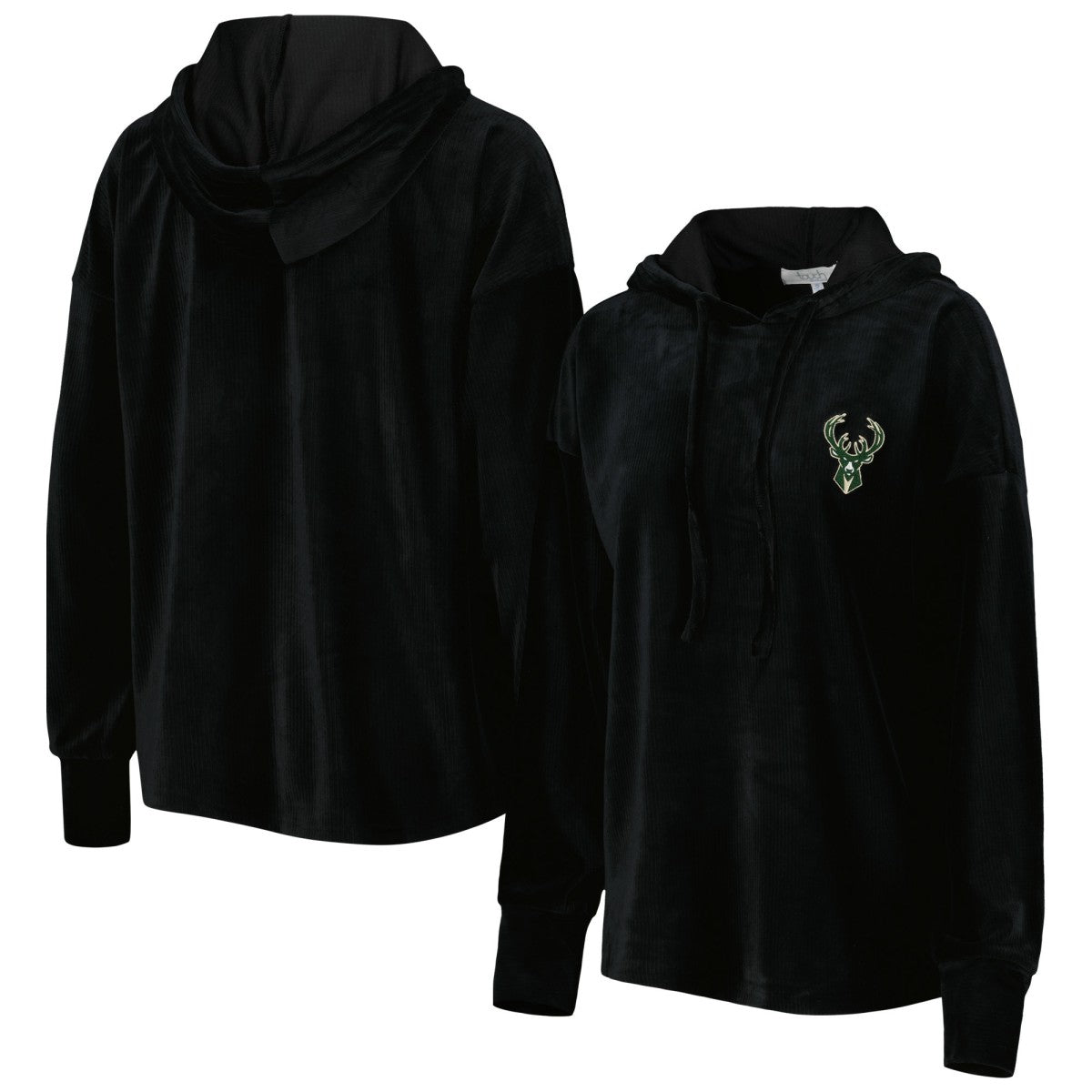 Black Milwaukee Bucks Touch Women's End Line Velour Pullover Hoodie | NBA