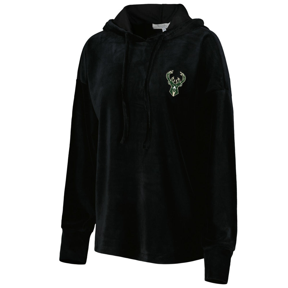 Black Milwaukee Bucks Touch Women's End Line Velour Pullover Hoodie | NBA