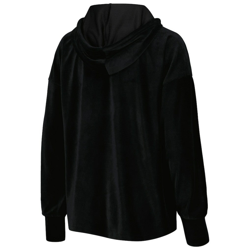 Black Brooklyn Nets Touch Women's End Line Velour Pullover Hoodie | NBA