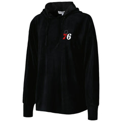 Black Philadelphia 76ers Touch Women's End Line Velour Pullover Hoodie | NBA