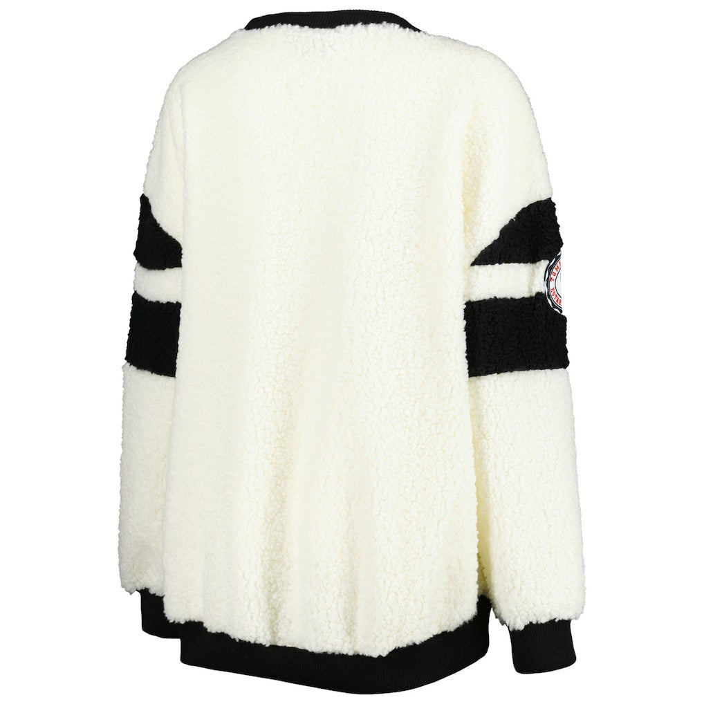 Oatmeal/Black Brooklyn Nets Tommy Jeans Women's Mindy Sherpa Pullover Sweatshirt | NBA
