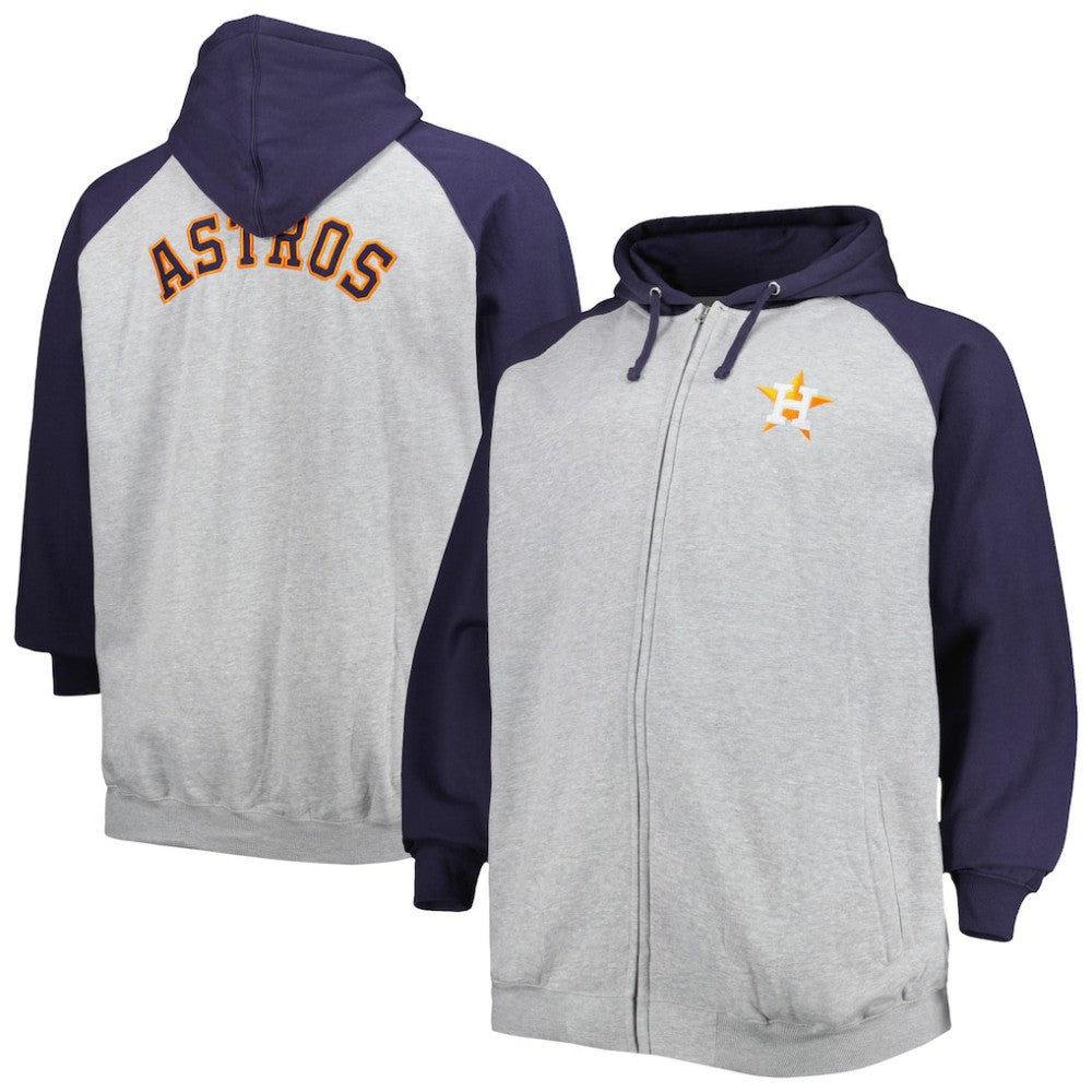 Houston Astros Big & Tall Raglan Full-Zip Hoodie - MLB Hoodies