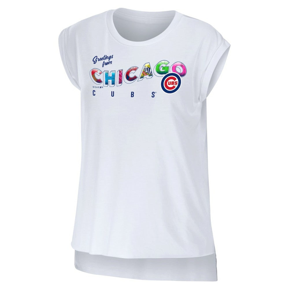 Chicago Cubs WEAR by Erin Andrews Women's Greetings From T-Shirt - MLB T-shirts