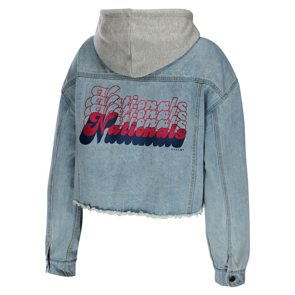Washington Nationals WEAR by Erin Andrews Women's Hooded Button-Up Denim Jacket - MLB Jackets