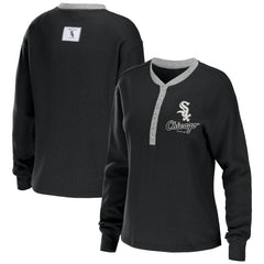 Chicago White Sox WEAR by Erin Andrews Women's Waffle Henley Long Sleeve T-Shirt - MLB T-shirts