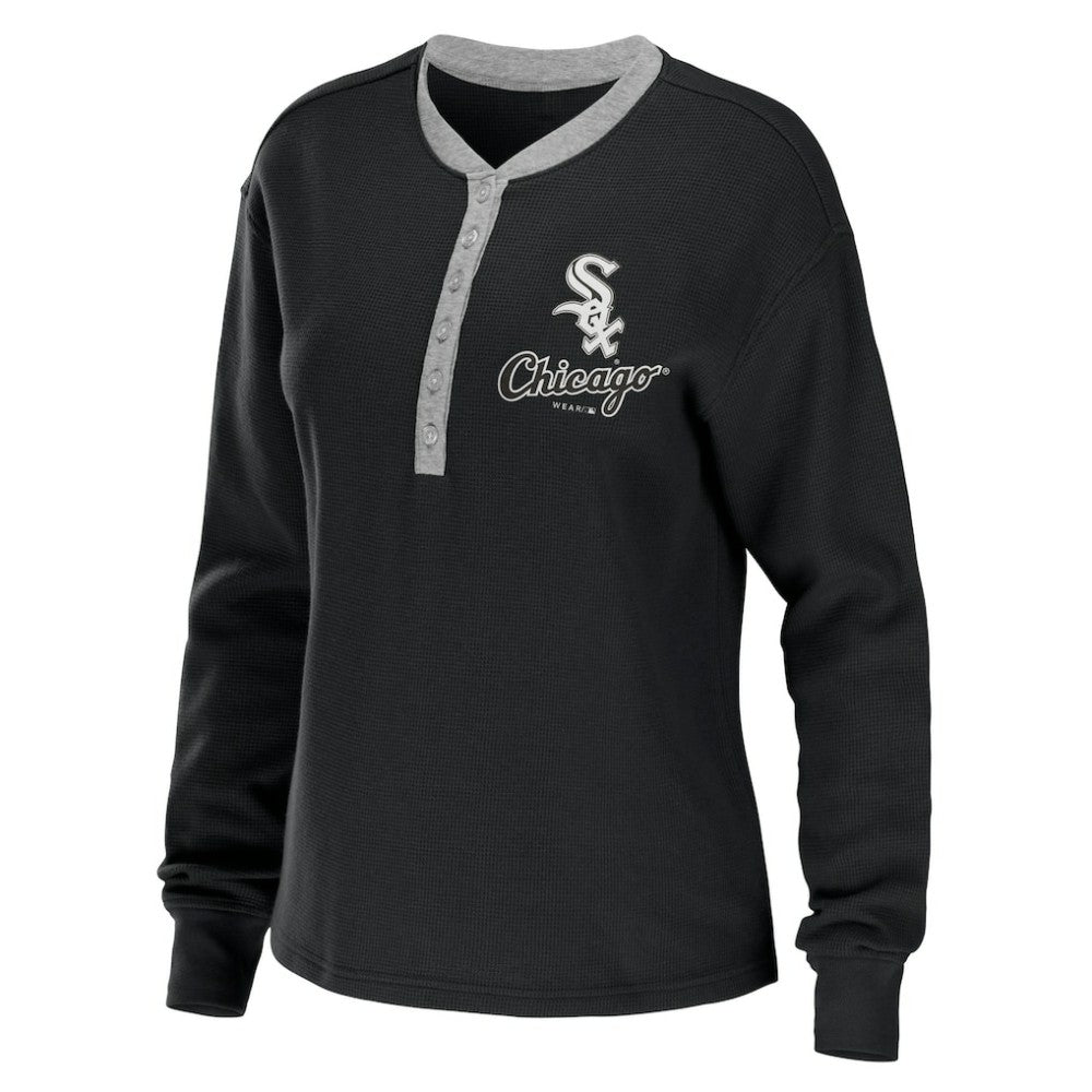 Chicago White Sox WEAR by Erin Andrews Women's Waffle Henley Long Sleeve T-Shirt - MLB T-shirts