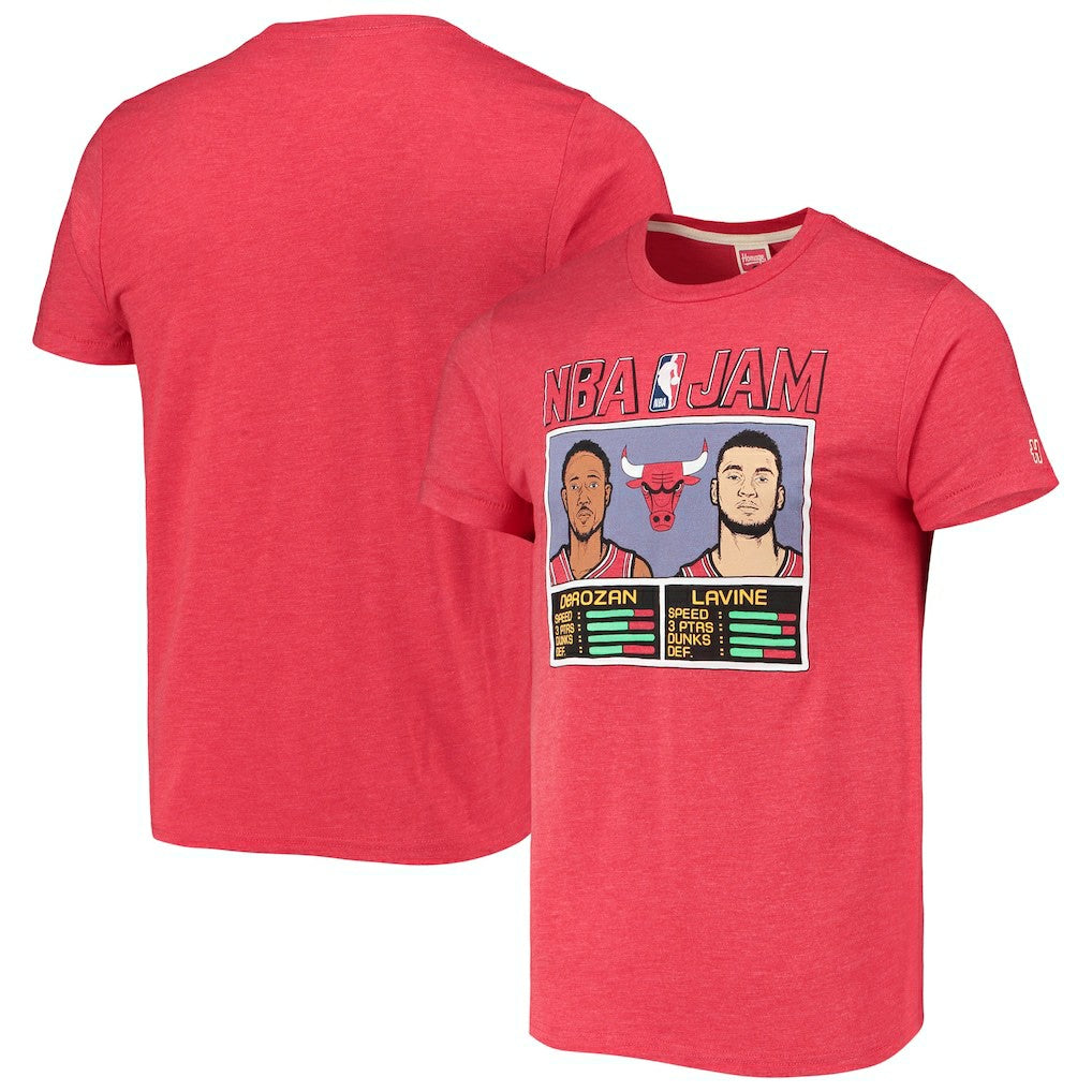 Heathered Red DeMar DeRozan/Zach LaVine Chicago Bulls Homage NBA Jam Tri-Blend T-Shirt sale | NBA