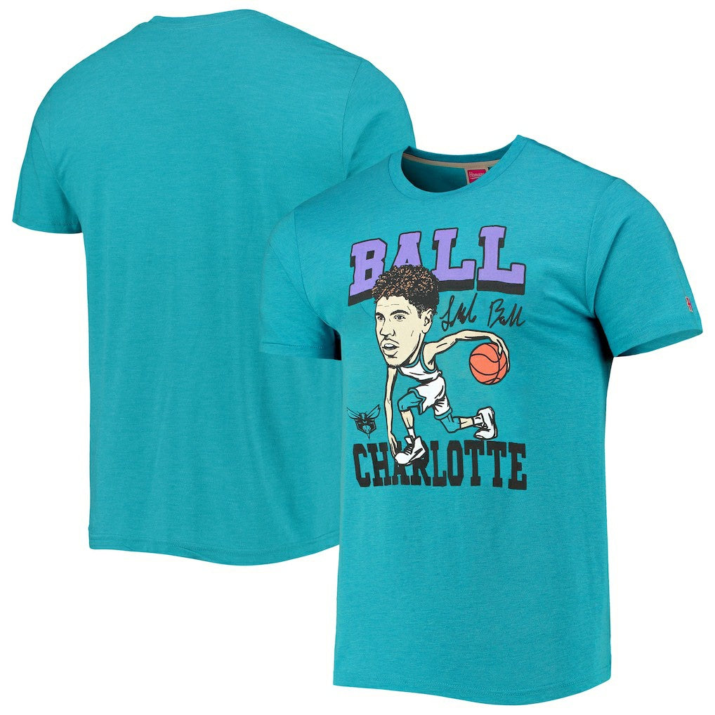 Heathered Teal LaMelo Ball Charlotte Hornets Homage Caricature Tri-Blend T-Shirt | NBA