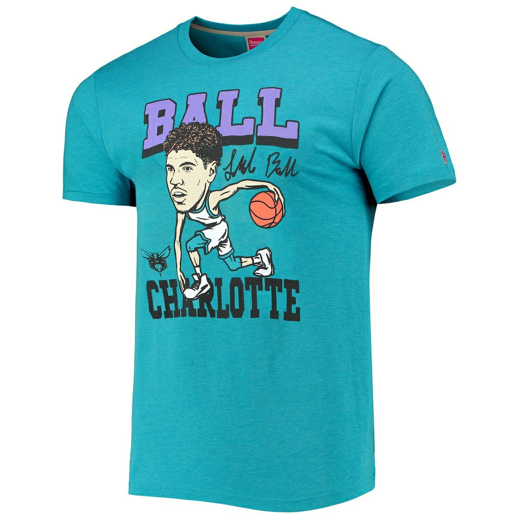 Heathered Teal LaMelo Ball Charlotte Hornets Homage Caricature Tri-Blend T-Shirt | NBA