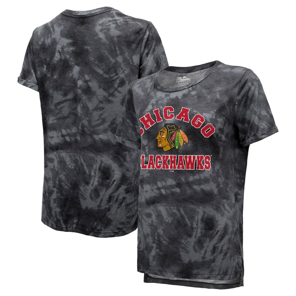 Chicago Blackhawks Majestic Threads Women's Boyfriend Tie-Dye Tri-Blend T-Shirt -  NHL T-shirts